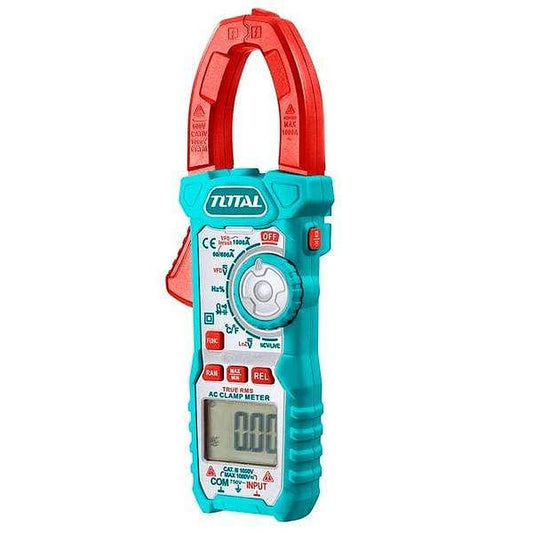 TOTAL TMT42002 Digital AC Clamp Meter 2000 Counts, AC Current, AC/DC Voltage & Resistance Tester with Data Hold