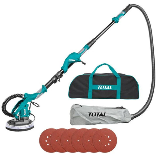 TOTAL TDWS105016 1050W Drywall Sander 225mm, Variable Speed Wall & Ceiling Sander with LED Work Light, Dust Bag & Flexible Hose