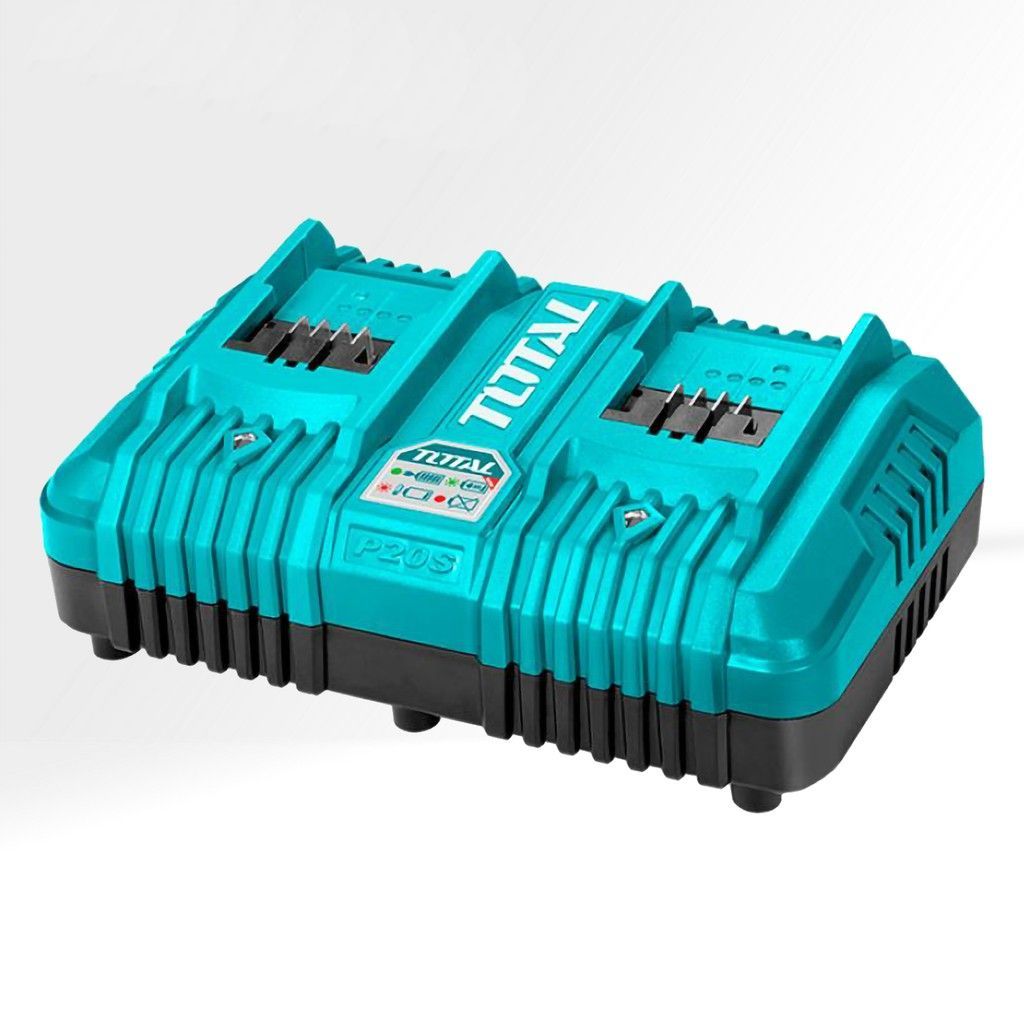 TOTAL TCLI2034 Dual Port Fast Intelligent Charger 20V – 4A Output, Simultaneous Dual Battery Charging, P20S Compatible