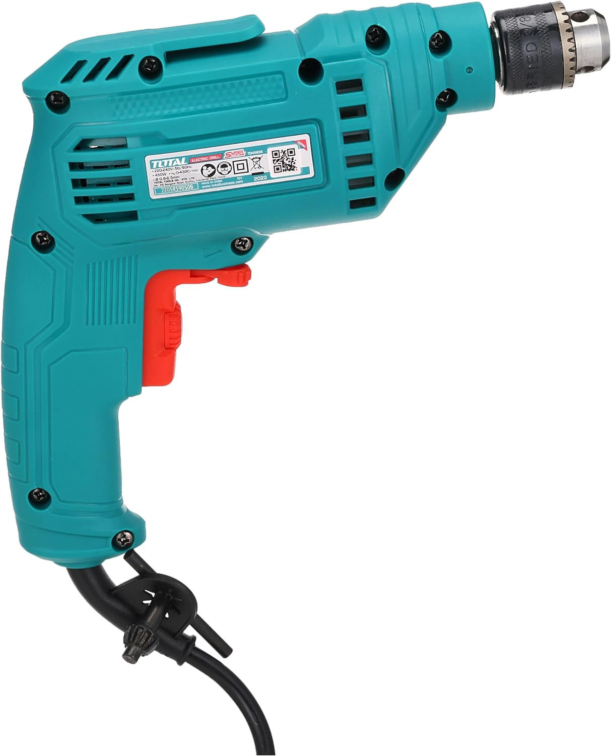 TOTAL TD4506 450W Electric Drill 6.5mm, Variable Speed Drill with Forward & Reverse Function