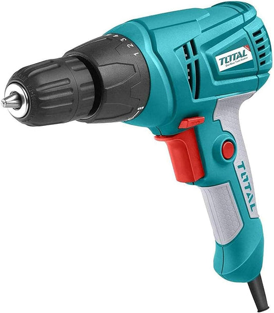 TOTAL TD502106 280W Electric Drill Driver 10mm Keyless Chuck, Variable Speed with 20+1 Torque Settings