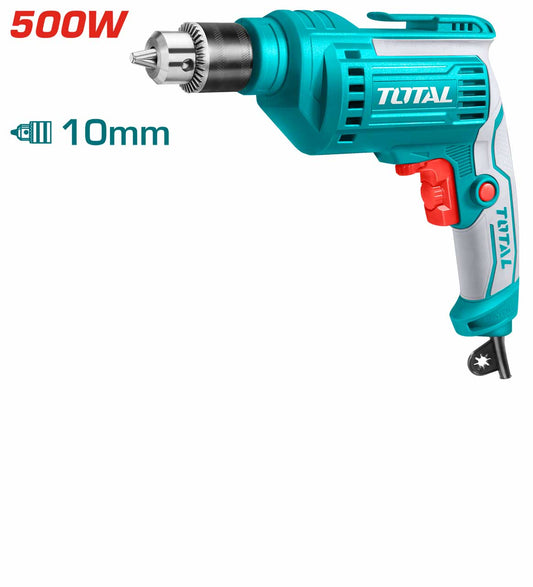 TOTAL TD2051026-2 500W Electric Drill 10mm Keyless Chuck, Variable Speed Forward & Reverse Drill