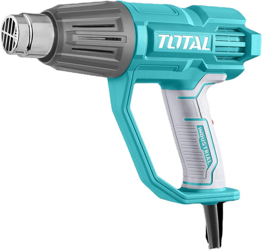 TOTAL Electric Heat Gun 2000W, 3-Level Temperature Control 50–550°C, Variable Airflow, with Nozzles & Scraper