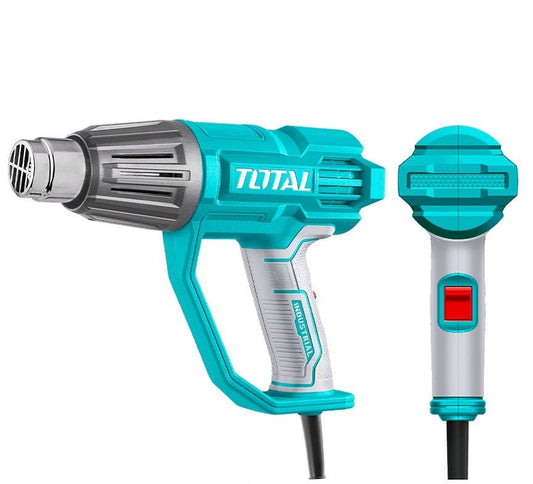 TOTAL Electric Heat Gun 2000W, 3-Level Temperature Control 50–550°C, Variable Airflow, with Nozzles & Scraper