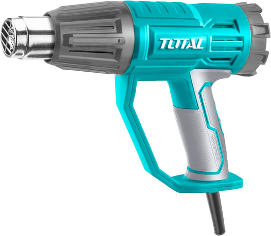 TOTAL Electric Heat Gun 2000W, Adjustable Temperature 50–550°C, Variable Airflow, with Nozzles & Scraper