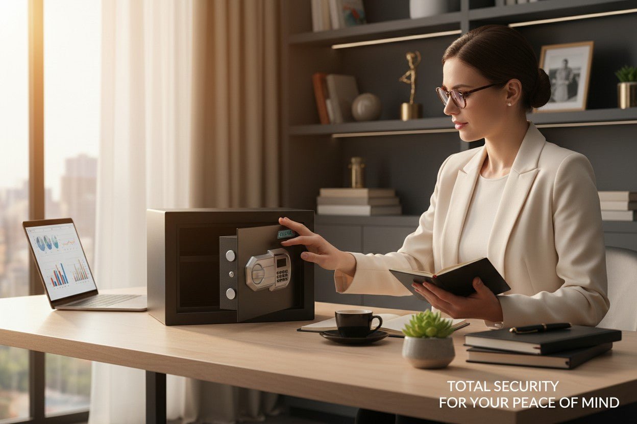 TOTAL TESF2501 Electronic Safe 19L – Digital Keypad Lock, Steel Security Safe, Wall & Floor Mountable