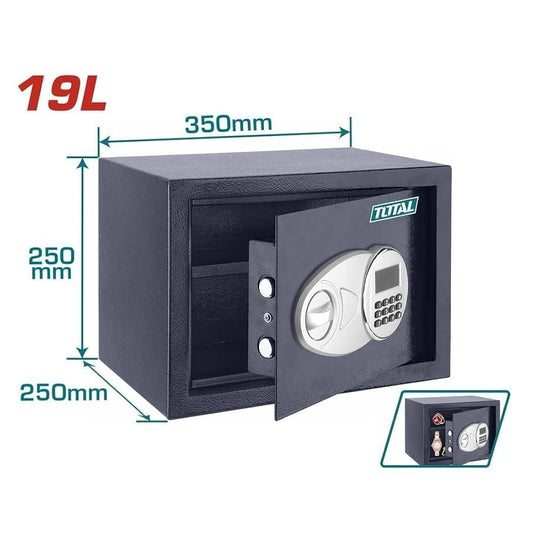 TOTAL TESF2501 Electronic Safe 19L – Digital Keypad Lock, Steel Security Safe, Wall & Floor Mountable