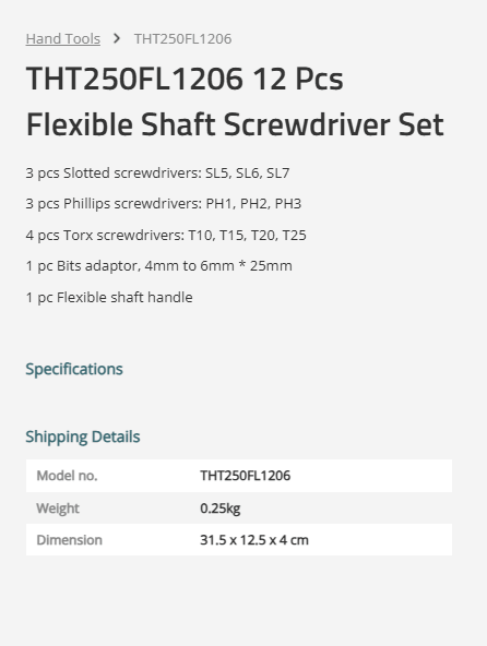 TOTAL Flexible Shaft Screwdriver Set, Total Blue, 12 Pcs SL5, SL6, SL7,PH1, PH2, PH3,T10, T15, T20, T25,4mm to 6mm * 25mm -THT250FL1206