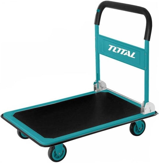 TOTAL Foldable Platform Hand Truck 150kg Capacity, Heavy Duty Folding Trolley Cart with Non-Slip Platform & Silent Wheels