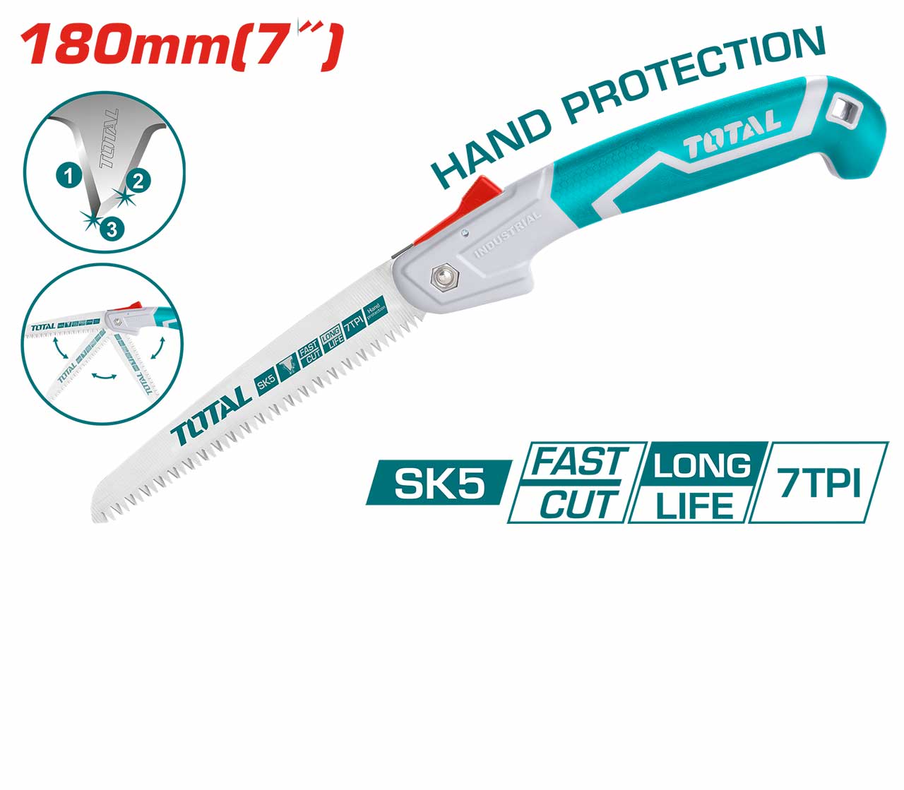 Total Tools THFSW1806 Folding Pruning Saw | 18cm (7") SK5 Carbon Steel