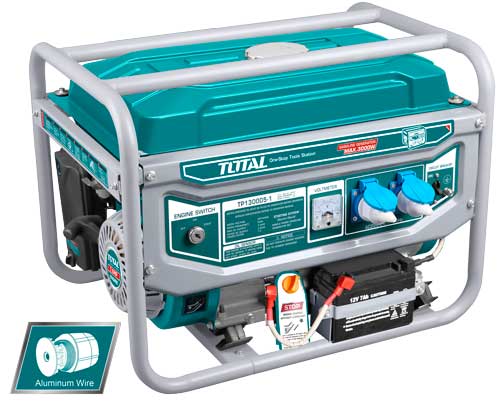 TOTAL TP130005 3.0kW Gasoline Generator, 4-Stroke Portable Generator with Recoil Start, AVR System & Large Fuel Tank