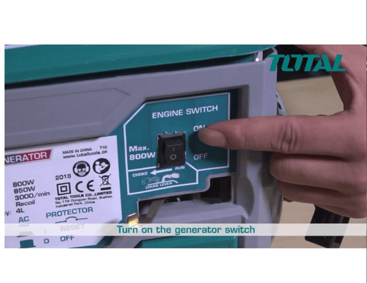 TOTAL Gasoline Generator 800W Max, 650W Rated, 2-Stroke Engine, Portable Petrol Generator with Automatic Circuit Breaker