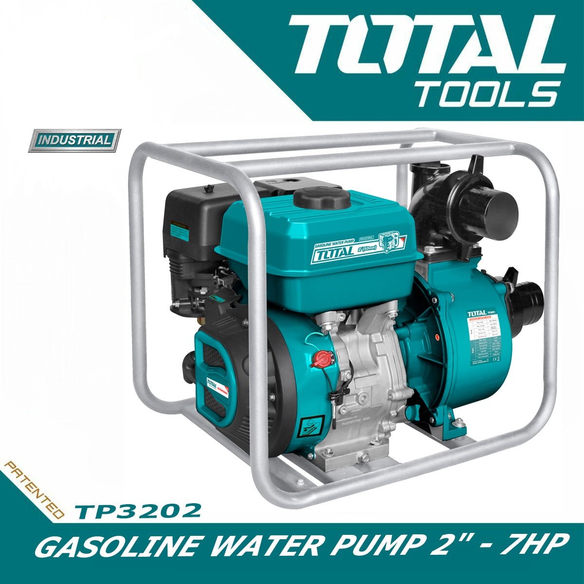 TOTAL TP3202 2 Inch Gasoline Water Pump 7HP, 208cc 4-Stroke Engine, 550L/min High Flow Irrigation & Water Transfer Pump