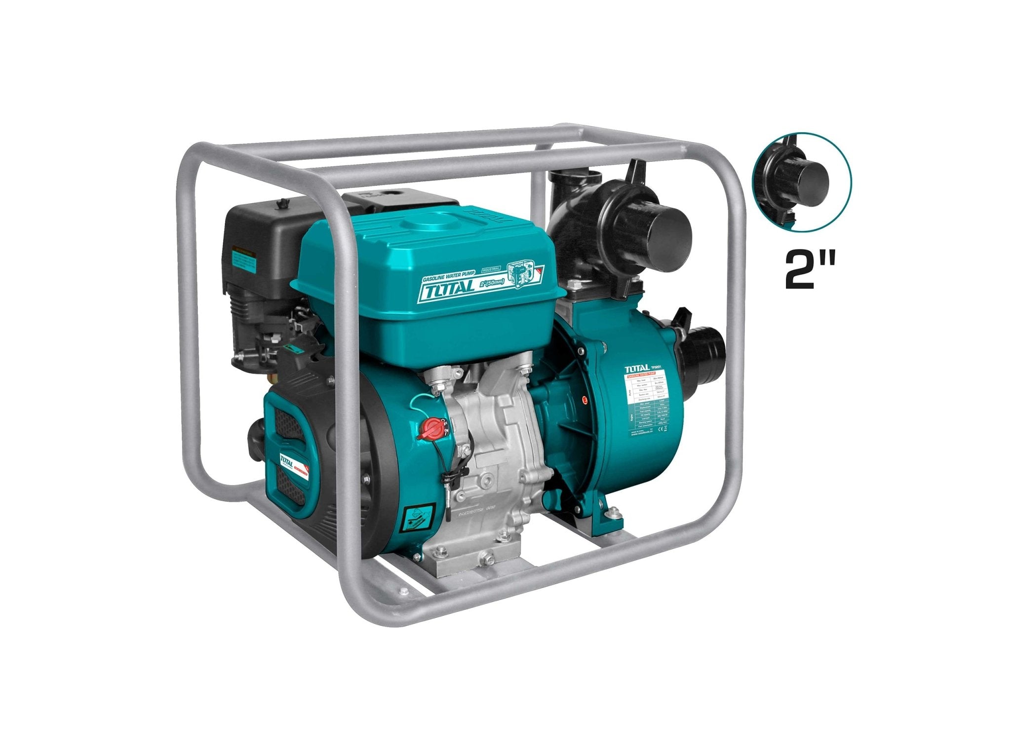 TOTAL TP3202 2 Inch Gasoline Water Pump 7HP, 208cc 4-Stroke Engine, 550L/min High Flow Irrigation & Water Transfer Pump