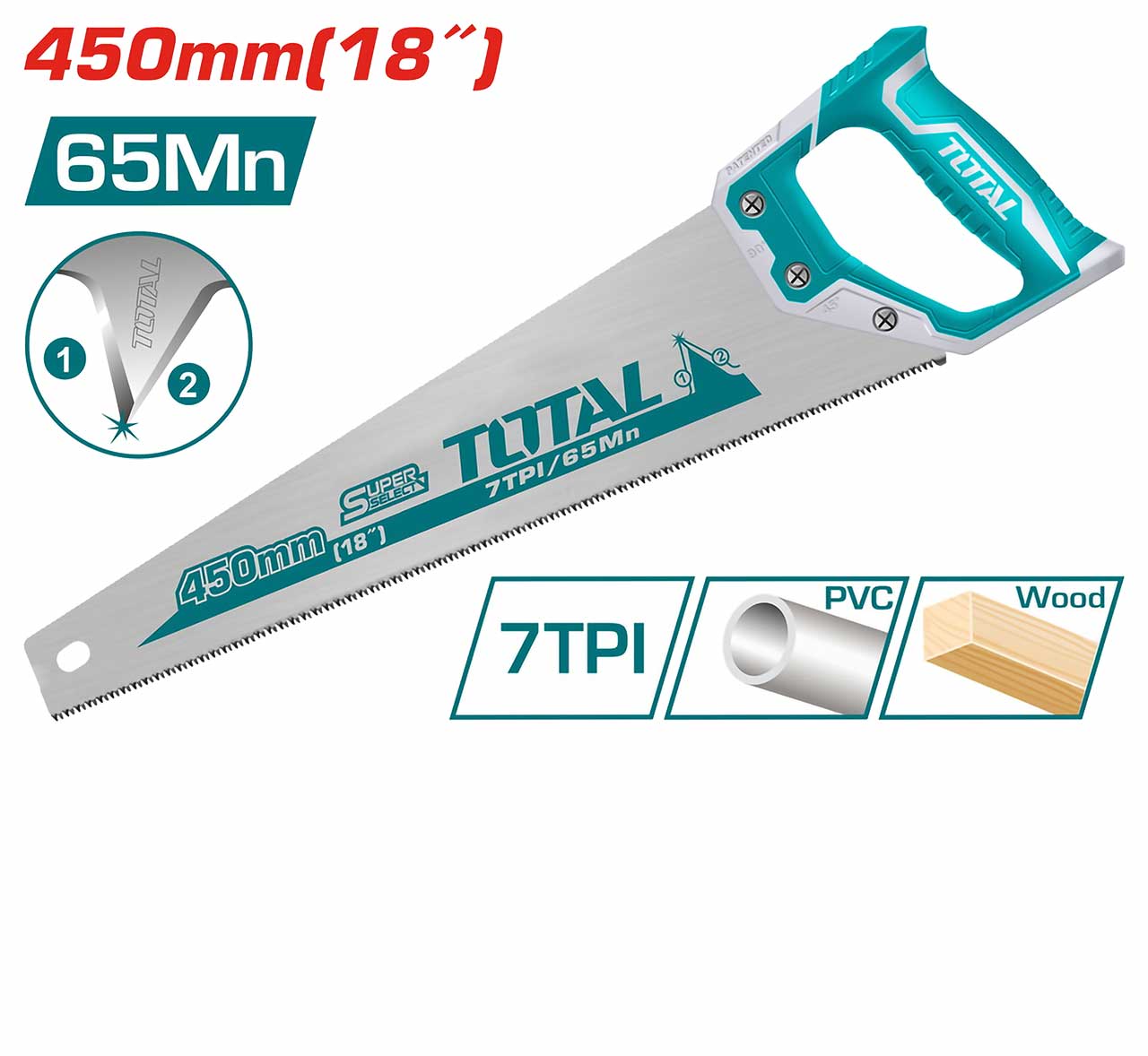 TOTAL Hand saw 18" / 450mm