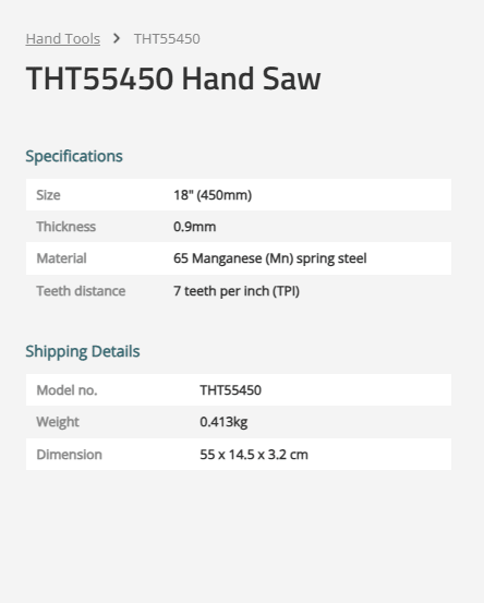 TOTAL Hand saw 18" / 450mm