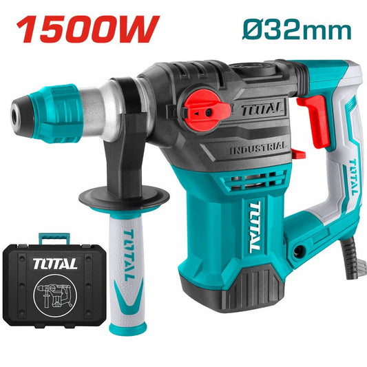 TOTAL TH1153216 Rotary Hammer SDS Plus 1500W – 5.5J Impact Energy, 32mm Concrete Capacity, Anti-Vibration System, 3 Modes (Drill/Hammer/Chisel)