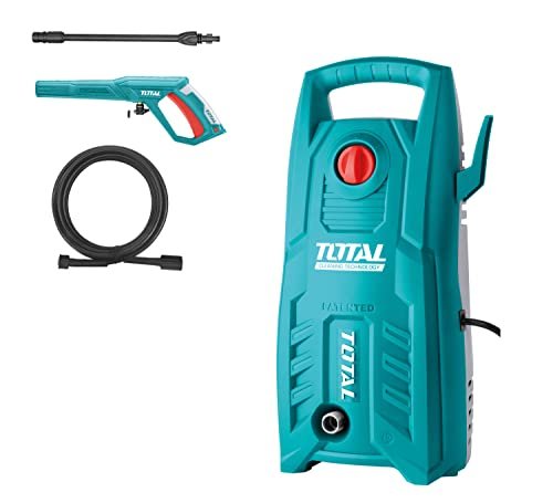 TOTAL High Pressure Washer 1400W, 130 Bar (1750 PSI), Auto Stop System, Copper Motor, with Spray Gun & 5m Hose