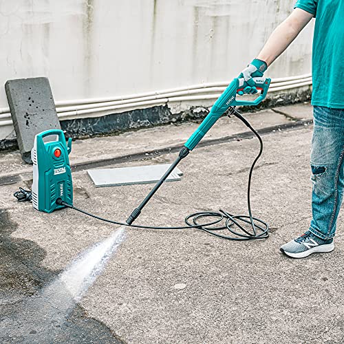 TOTAL High Pressure Washer 1400W, 130 Bar (1750 PSI), Auto Stop System, Copper Motor, with Spray Gun & 5m Hose