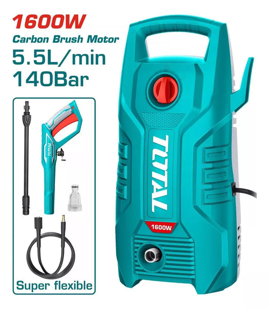TOTAL High Pressure Washer with Auto Stop System, Copper Motor, Spray Gun & 5m Hose
