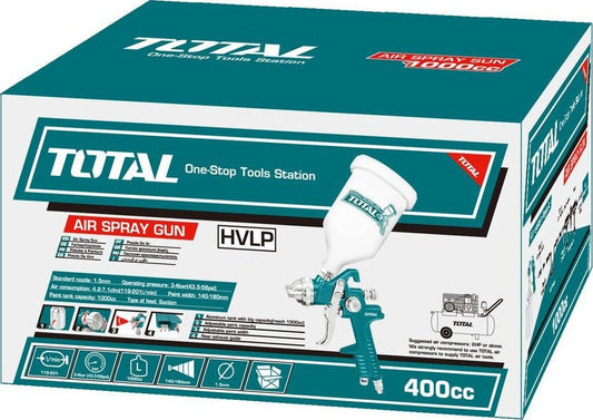 TOTAL HVLP Gravity Spray Gun, 600cc Capacity, 1.4mm Nozzle