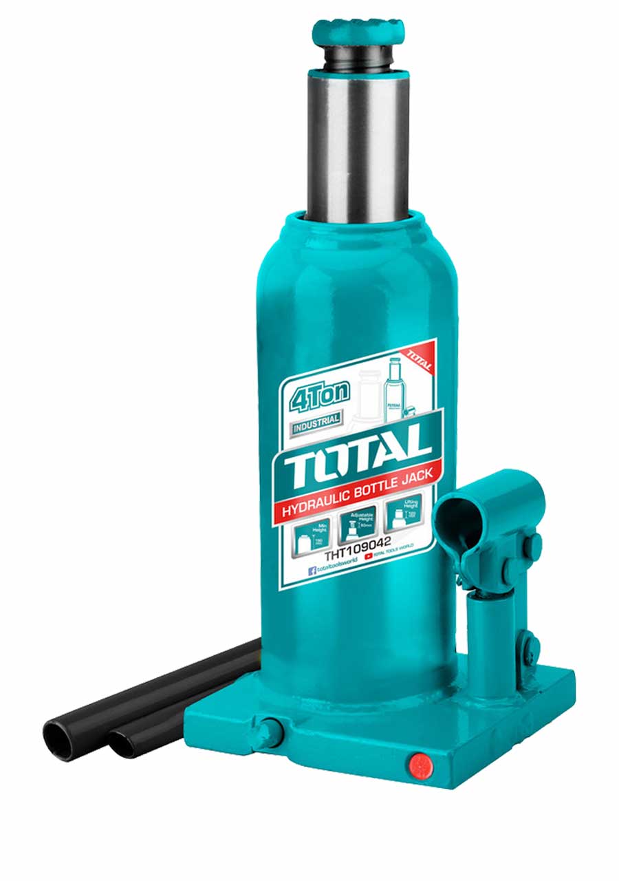 TOTAL 4 Ton Hydraulic Bottle Jack THT109042, Heavy Duty Vehicle Lifting Jack with Adjustable Screw Extension