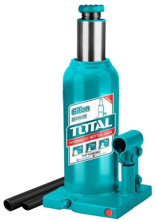 TOTAL 6 Ton Hydraulic Bottle Jack THT109062, Heavy Duty Car & Truck Lifting Jack with Adjustable Screw Extension