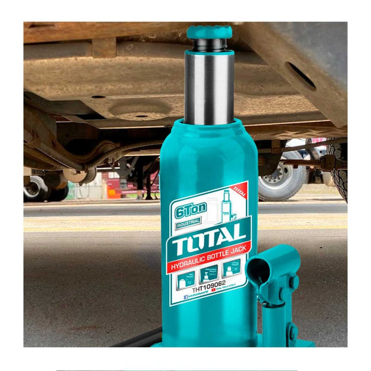 TOTAL 6 Ton Hydraulic Bottle Jack THT109062, Heavy Duty Car & Truck Lifting Jack with Adjustable Screw Extension