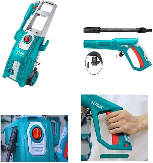 TOTAL TGT11356 High Pressure Washer 1800W 150 Bar, 2200 PSI Pressure Cleaner with Spray Gun, Soap Bottle & 5m Hose