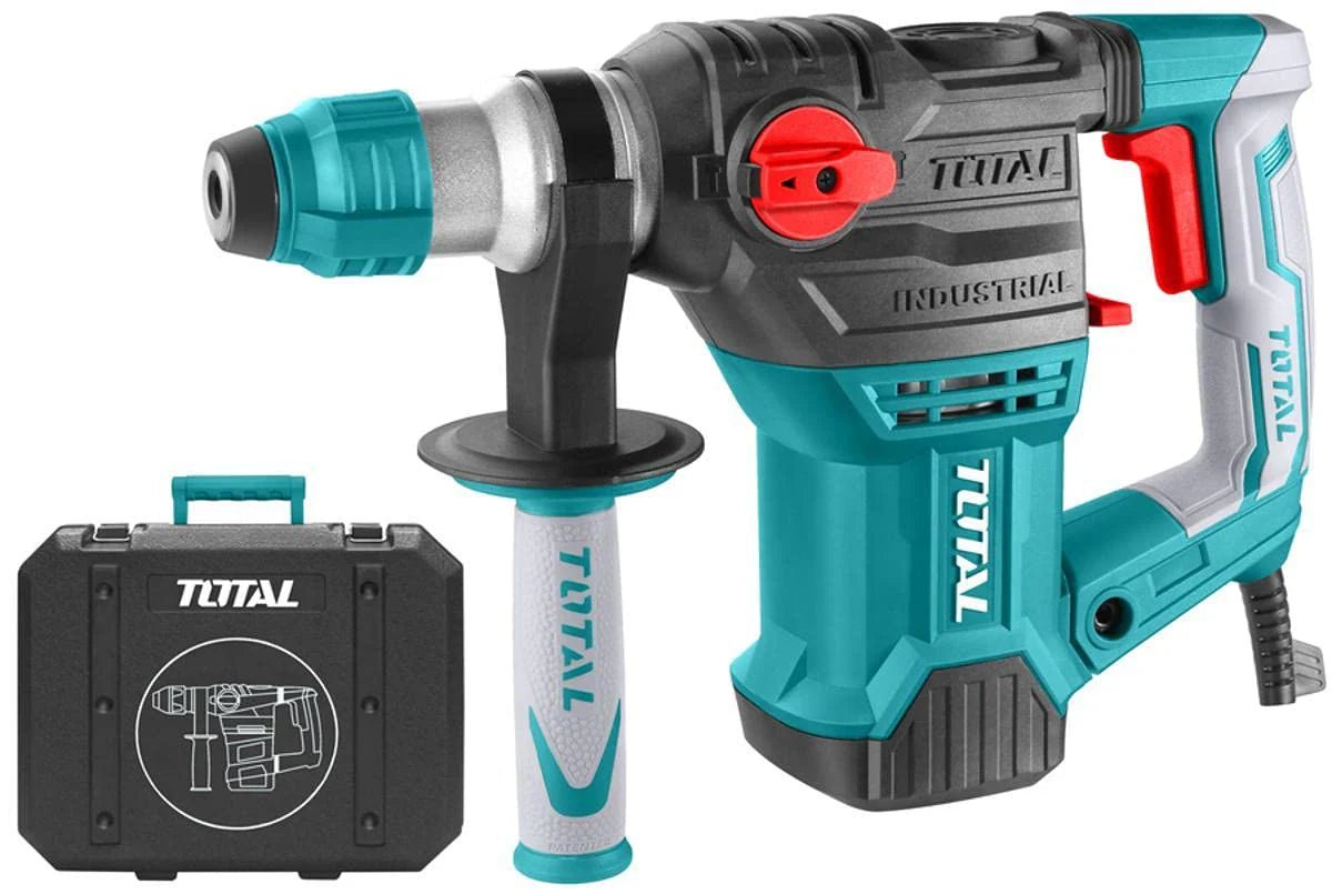 TOTAL TH1153256 1500W SDS Plus Rotary Hammer 32mm, 5.5J Impact Energy with Drill Bits, Chisels & BMC Case