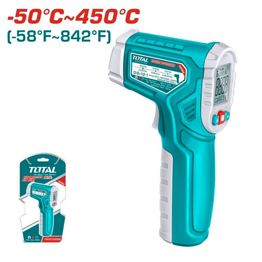 TOTAL Infrared Thermometer THIT0155028, Non-Contact Laser Temperature Gun -50°C to 450°C with LCD Display & Backlight