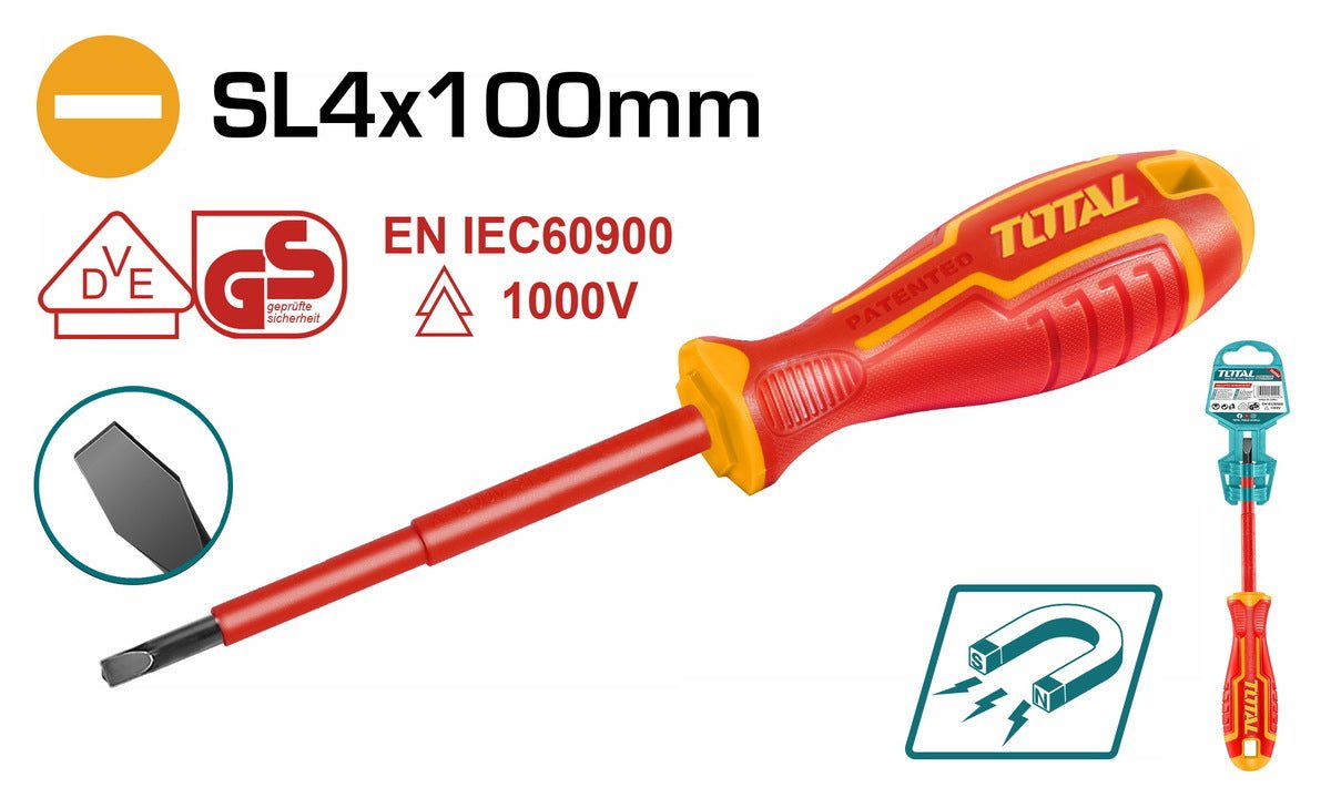 TOTAL INSULATED SREWDRIVER 1000V 4 X 100mm -THTIS4100