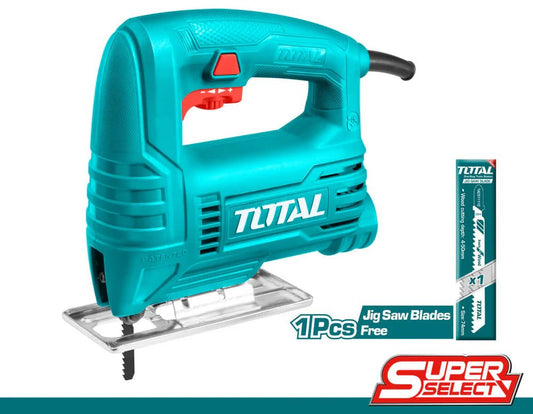 TOTAL 400W Corded Jigsaw TS2045565 with 1 Blade, Variable Speed 800-3000RPM, 45° Bevel Cutting for Wood & Metal