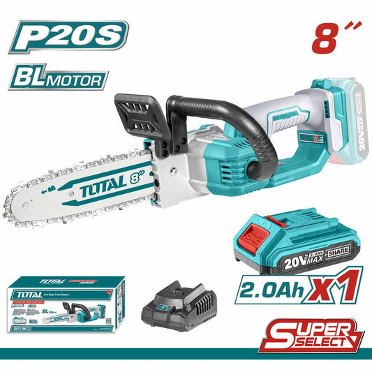 TOTAL Tools 20V Cordless Brushless Chainsaw 8" (Includes Battery & Charger Kit)