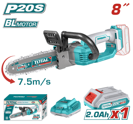 TOTAL Tools 20V Cordless Brushless Chainsaw 8" (Includes Battery & Charger Kit)