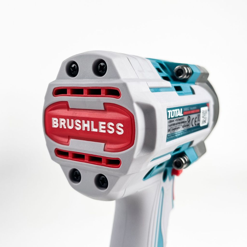 TOTAL TIWLI2038 Cordless Impact Wrench 20V Brushless 300Nm 1/2" Drive with 2 Batteries & Fast Charger