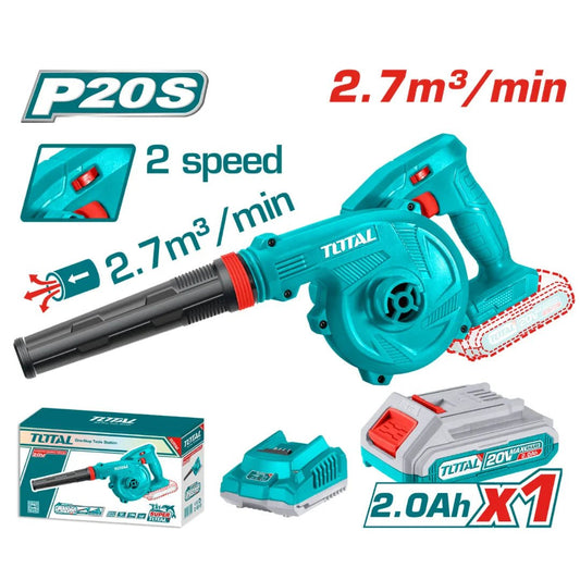 TOTAL TABLI2001 Cordless Blower 20V Variable Speed Air Blower for Workshop & Garden Cleaning