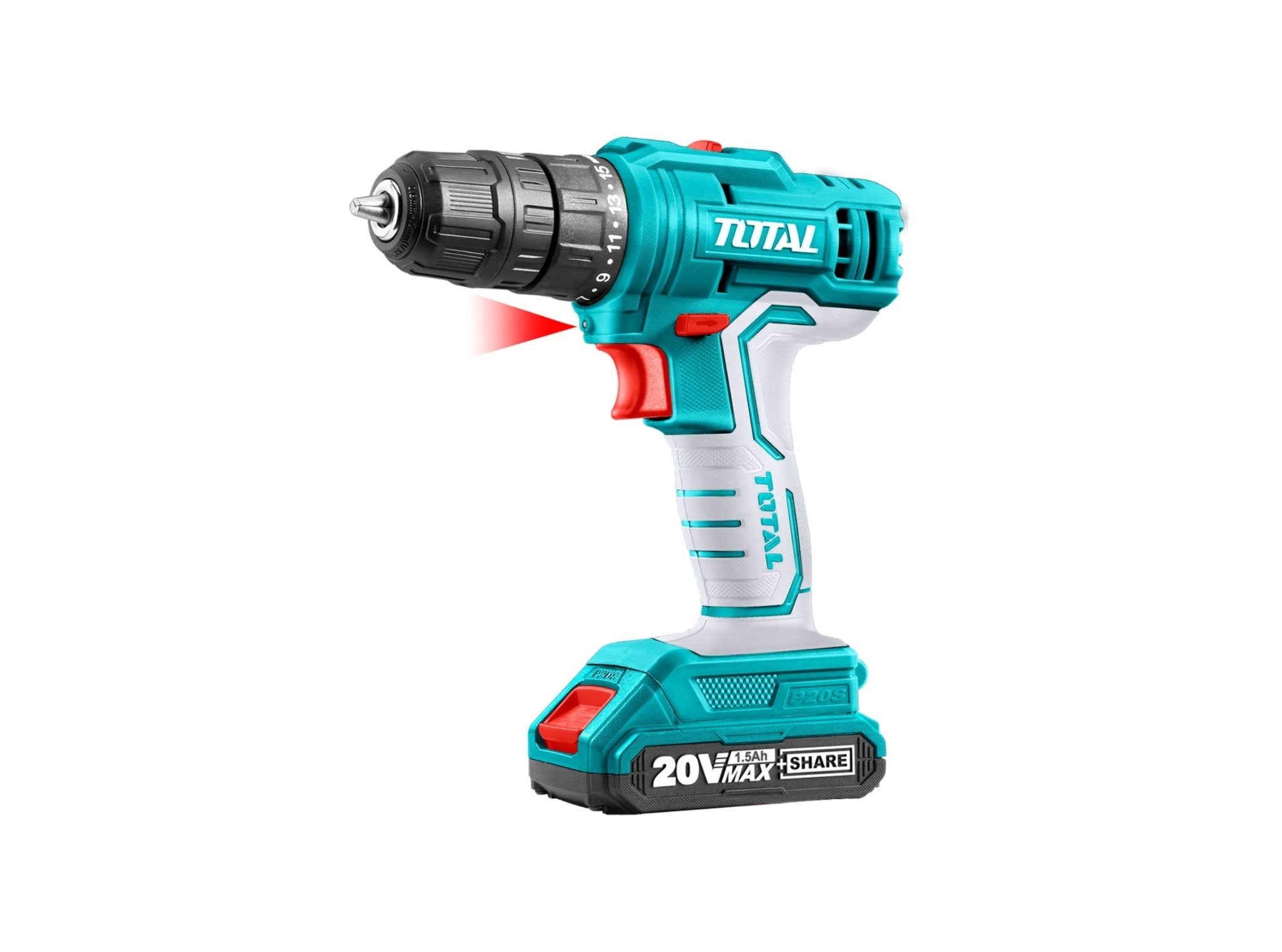 TOTAL TDLI20011 Cordless Drill 20V 45Nm Lithium-Ion Drill Driver with Battery & Charger