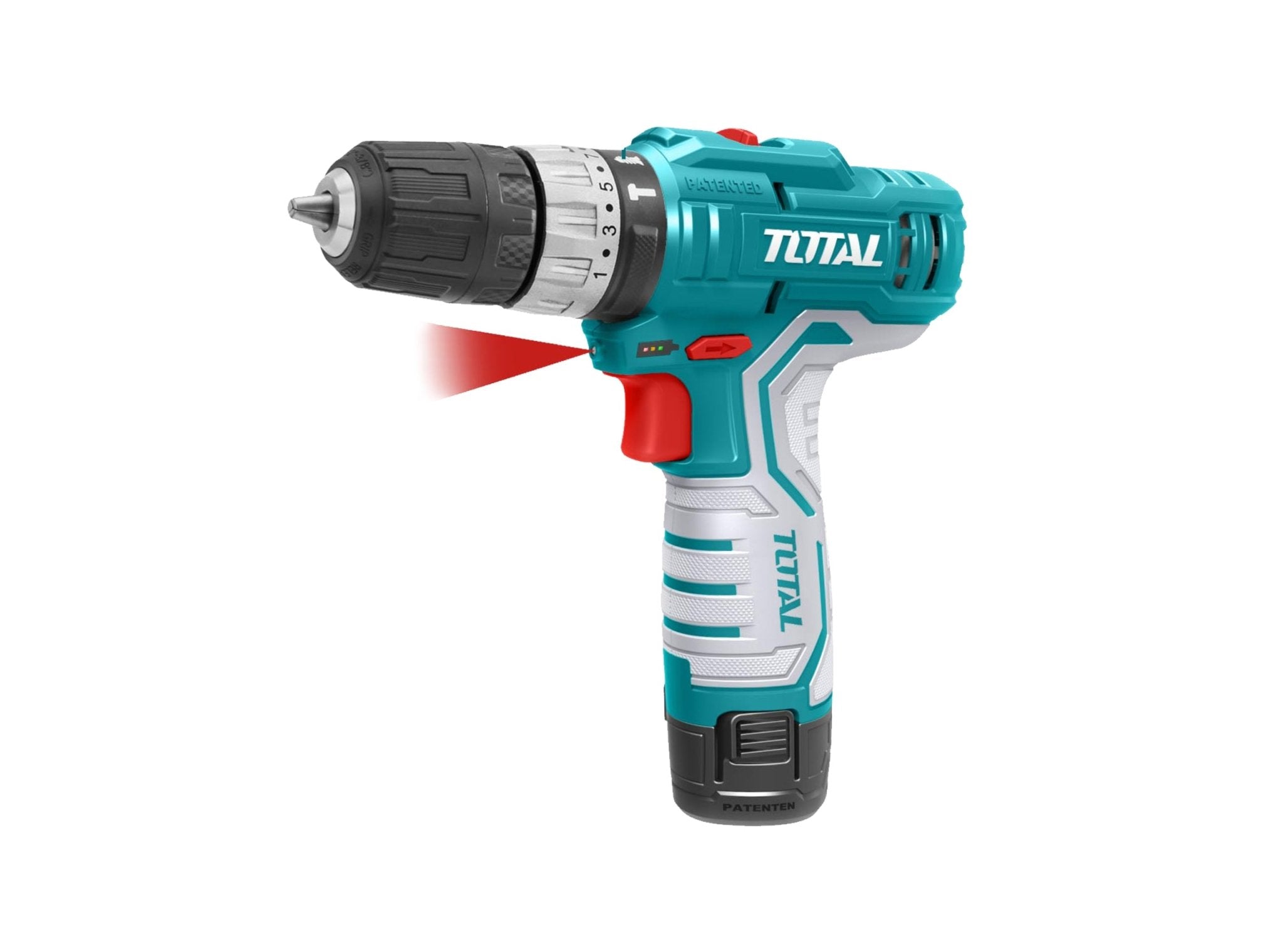 TOTAL TIDLI1232 Cordless Impact Drill 12V 10mm with 2 Batteries, Charger & Carrying Case