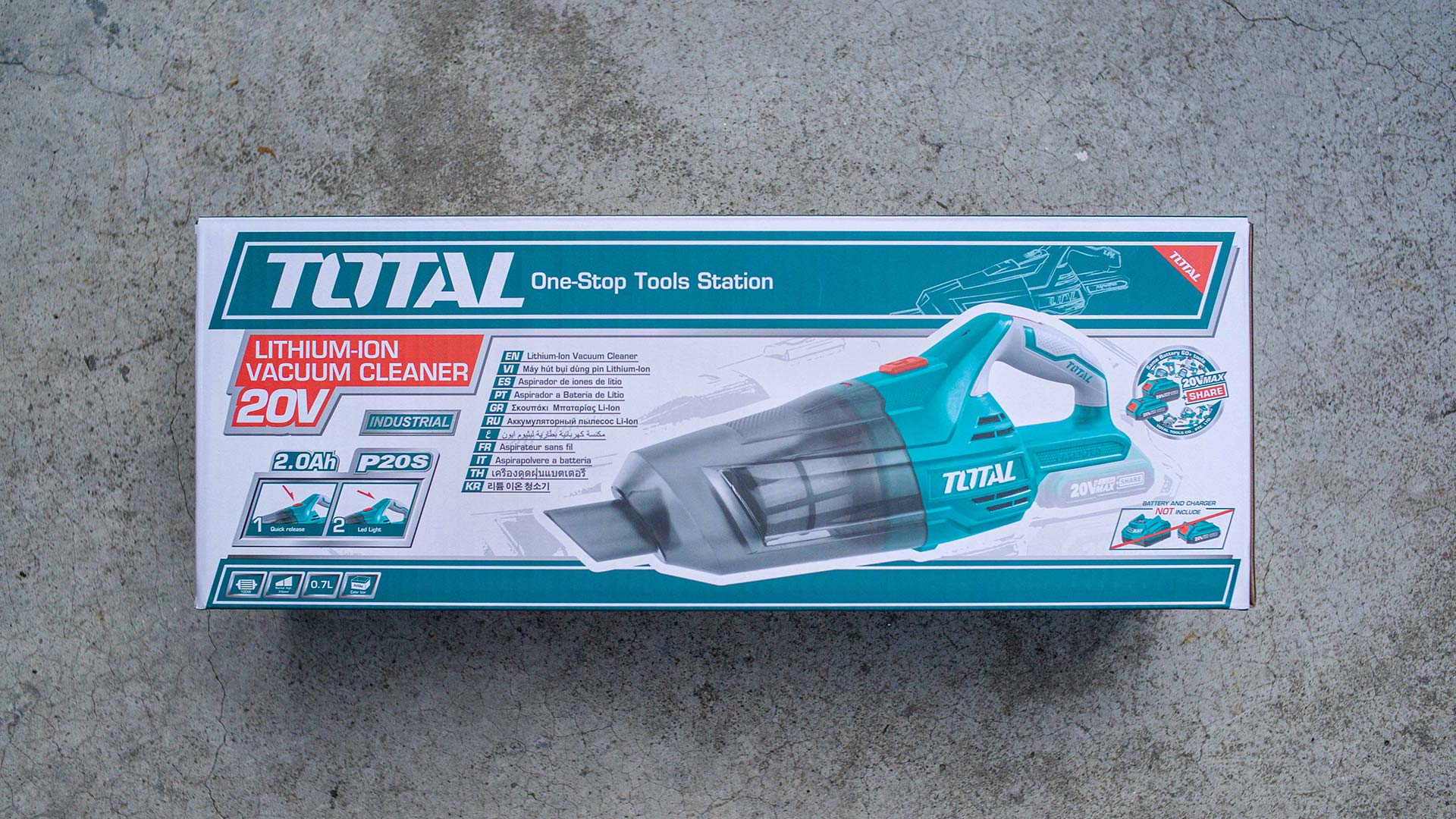 TOTAL TVLI2001 Cordless Vacuum Cleaner 20V 0.7L HEPA Filter Handheld Vacuum