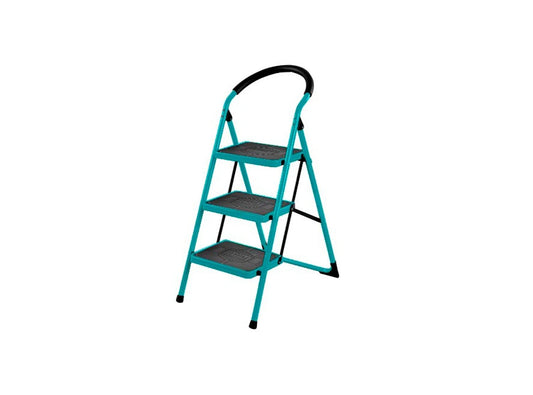 TOTAL Metal Step Ladder 3 Steps, Heavy-Duty, 150kg Load Capacity
