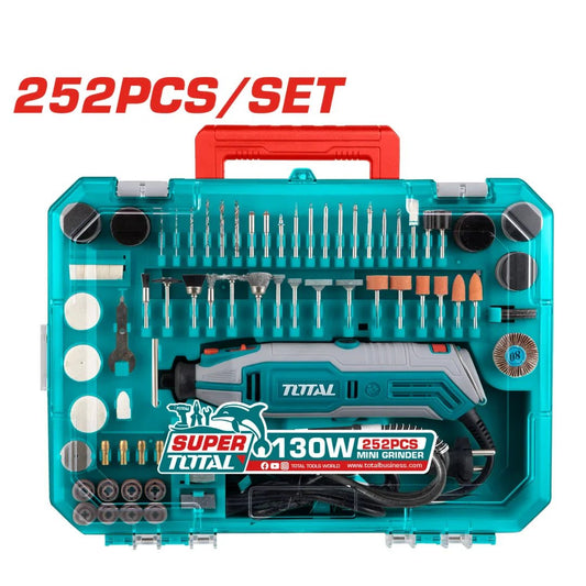 TOTAL TG5133261 Mini Grinder 130W Rotary Tool Kit with 251 Accessories & Flexible Shaft