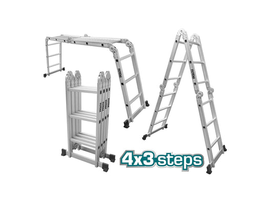 TOTAL Multi Purpose Aluminum Ladder 4*3 steps -THLAD04431