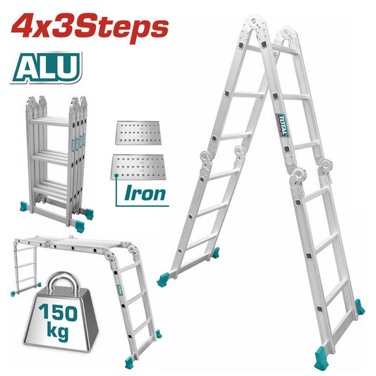 TOTAL Multi Purpose Aluminum Ladder 4*3 steps -THLAD04431