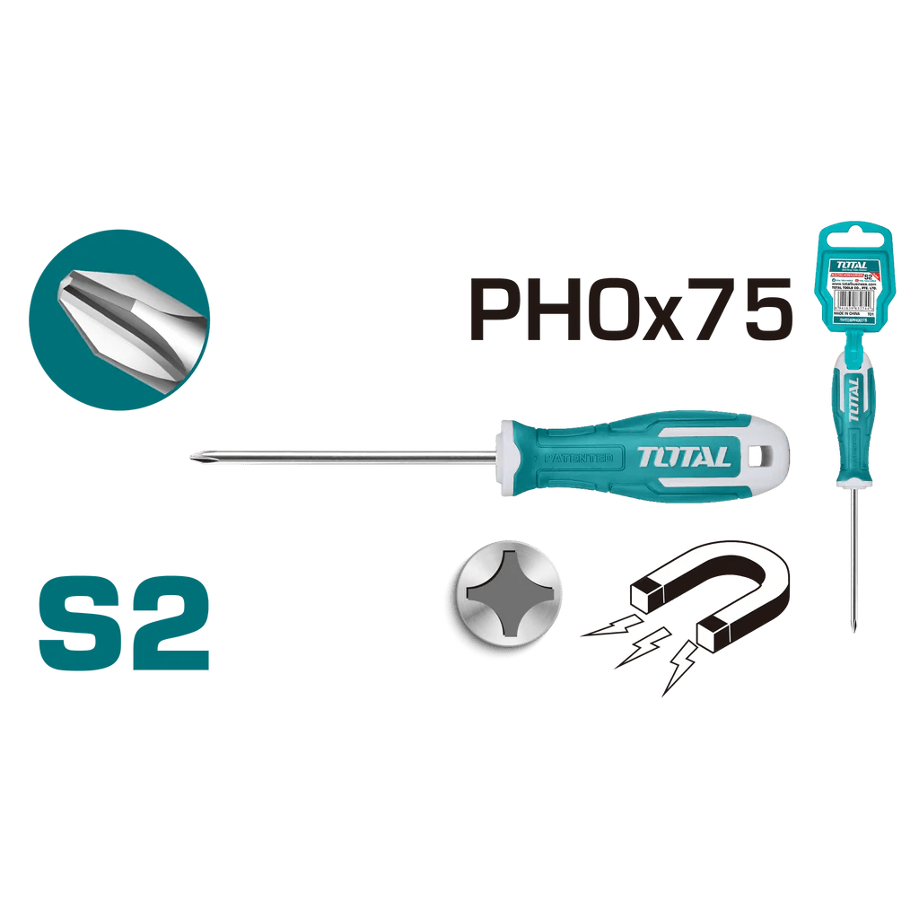 TOTAL Phillips Screw Driver 75MM -THT26PH0075