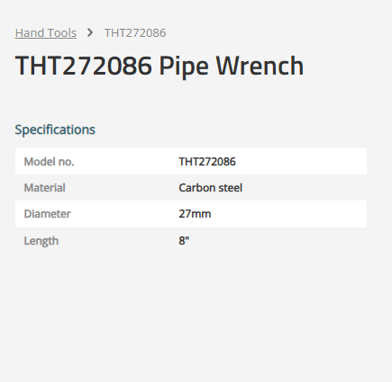TOTAL Pipe Wrench 200mm 8 Inch THT272086