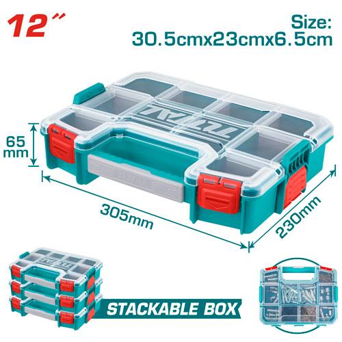 TOTAL TPBX1121 Plastic Organizer 12" Stackable Storage Box with Removable Dividers