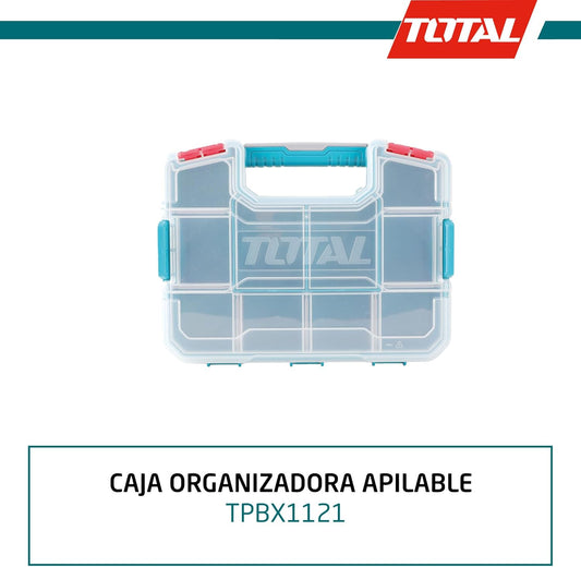 TOTAL TPBX1121 Plastic Organizer 12" Stackable Storage Box with Removable Dividers