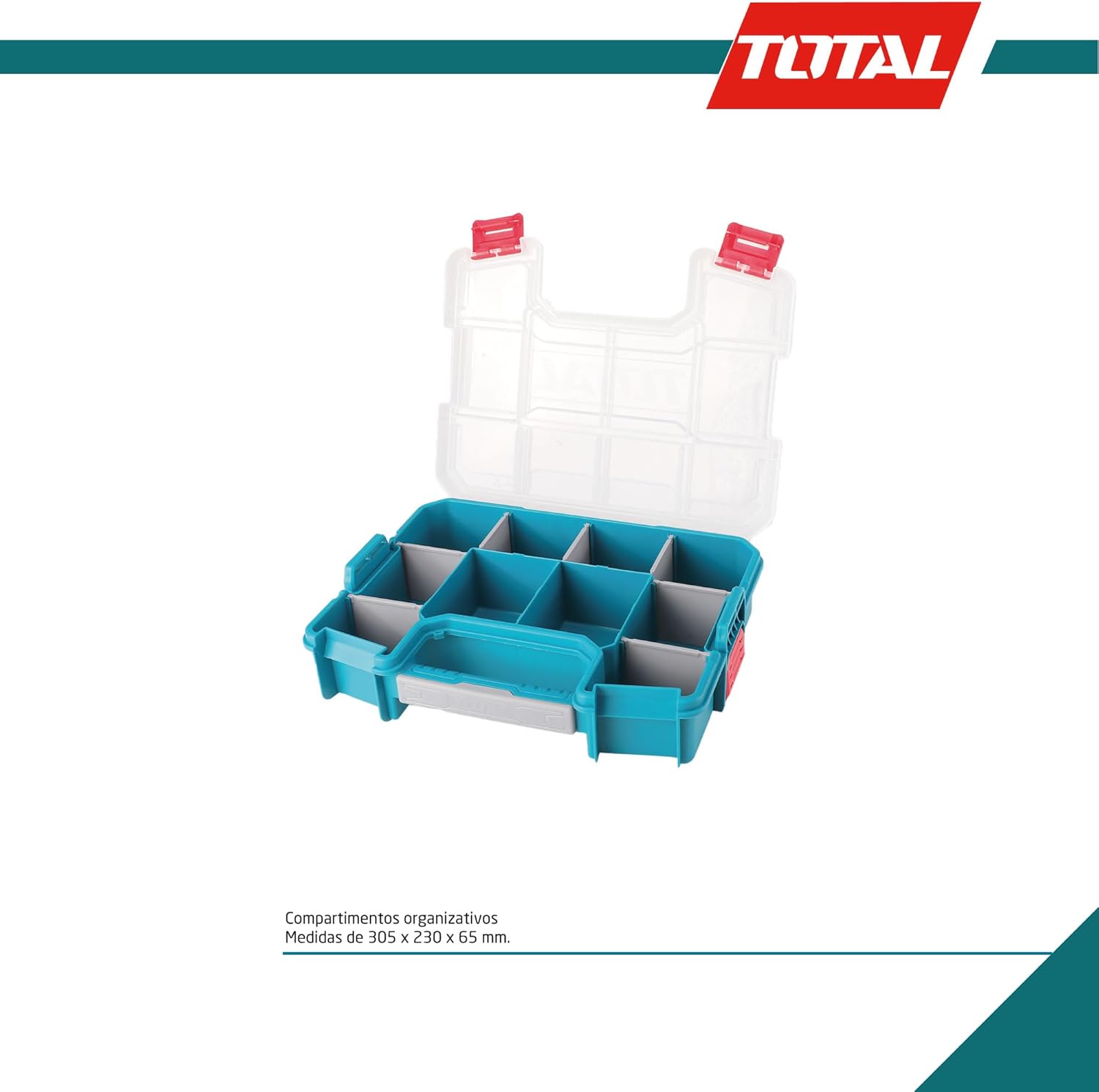 TOTAL TPBX1121 Plastic Organizer 12" Stackable Storage Box with Removable Dividers