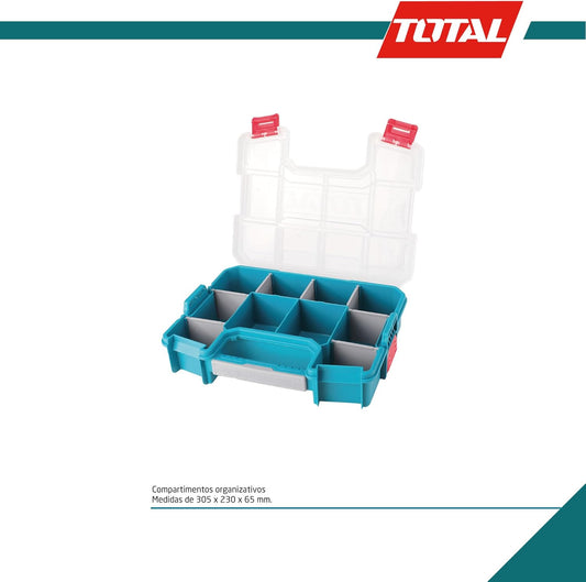 TOTAL TPBX1121 Plastic Organizer 12" Stackable Storage Box with Removable Dividers